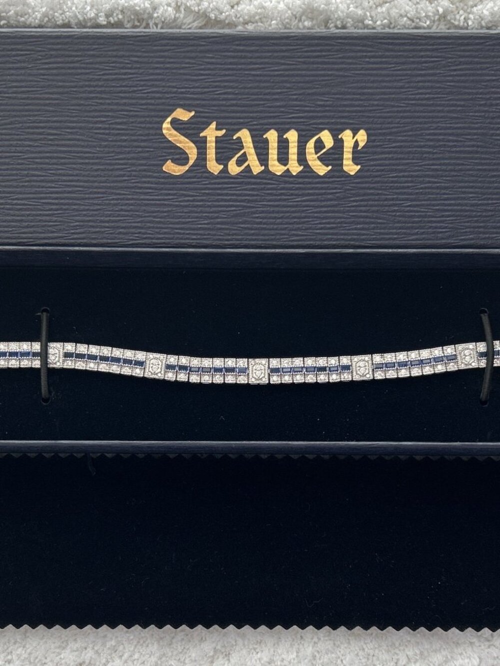NEW Stauer 925 Sapphire Color Baguette CZ Tennis Bracelet - Picture 6 of 8